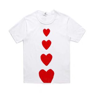 Play Designer Mens T-shirts Children's Embroidered Love Eyes Pure Cotton White Red Heart Short-sleeved Tshirts Boys and Girls Loose Casual Tshirt Top Size 80-150 d7