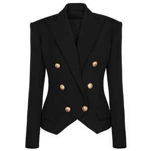 New Designer Women Blazers Coats Lion Head Golden Buttons Double Breasted Suit Jacket Female Elegant Fashion Slim Lady Business Blazer Clothing