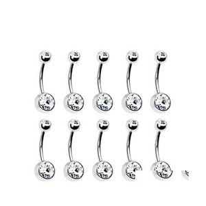 Annan dubbel ren diamant navel piercing ring 100 st/parti mode kroppsmycken 100 d 14g 660 Q2 droppleverans DHCTC