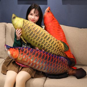 Kuschelbare, lebensechte goldene Arowana-Plüschtiere, gefüllte weiche Fischpuppe, weiches Fischkissen, Plüsch-Arowana-Kissen, Katzenspielzeug