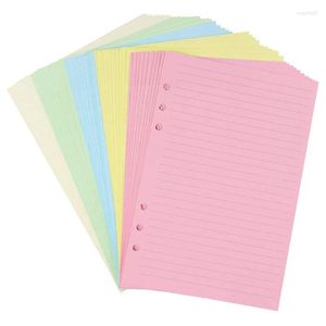 Inserti di ricariche a righe perforate a 6 fori colorati per raccoglitore organizzatore Carta di riempimento per pianificatore a fogli mobili a 5 colori 50 fogli