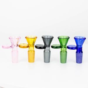 Colorful Bong Hookah Smoking Thick Glass 14MM 18MM Male Joint Non-slip Round Cake Handle Replacement Bowls Herb Tobacco Oil Filter WaterPipe DownStem Holder DHL
