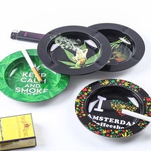 Round Ashtrays Metal Tobacco Herb Rolling Tray Cigarette Paper Rolling Tray Plate Cigar Cigarette Ashtray Discs for Smoke Cigarette Ash Trays