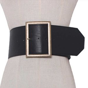 Bälten 2020 Fashion Metal Buckle Wide Leather Belt Punk Cool Belt överdriver Heavy Metal Wide Belts Hip Hop Leather Pu Belt för kvinnor G230207