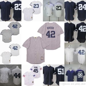 Movie Vintage 23 Don Mattingly Baseball Jerseys Stitched 42 Mariano Rivera 44 Reggie Jackson 99 Aaron Judge 51 Bernie Williams 45 Edworder Trump