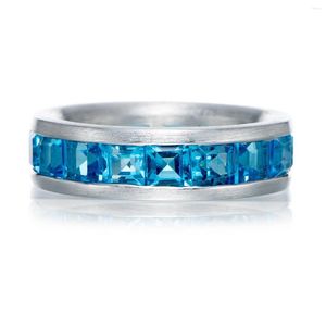 Cluster-Ringe: Schweizer Blautopas-Rhodium-über-Sterlingsilber-Ring