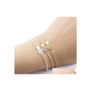 Link Chain Summer Style Minimalism Hollow Out Pineapple Bracelet For Women Gold Sier Rose Fruit Ananas Femme Bff Jewelry Drop Deliv Dhijc