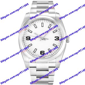 Hochwertige Luxusuhr 2813, Automatik-Herrenuhr 114200, 36 mm, weißes Zifferblatt, stilvolle Damenuhren, Saphirglas, Edelstahl, Designer-Armbanduhr, Faltschließe