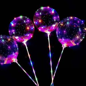 LED Novelty Lighting Up Bobo Balloons Rose Bouquet Wedding Transparent Light Ball Glow Bubble Balloon String Lights Valentine's Day Party Decor DIY Gifts crestech