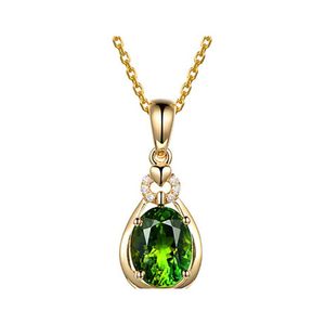 Pendant Necklaces Highend Atmospheric Emerald Gemstone Simation Tourmaline Colorf Treasure Female Goldplated Jewelry Necklace Drop D Dh1Lf