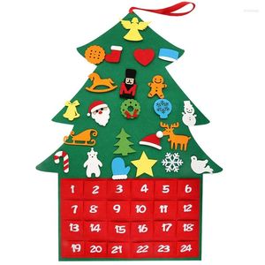 Juldekorationer kvalitet filt träd diy tyg adventskalender med fickor och ornament för barn Xmas gåvor år
