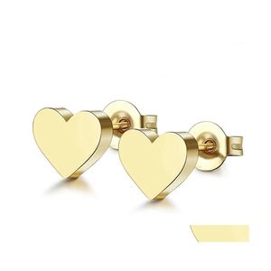 Stud Personalized Lovely Stainless Steel Geometric Earring Heart Triangle Round Star Earrings For Women Gold Plated Cute Tiny Drop D Dha9B