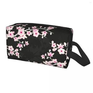 Cosmetic Bags Fashion Cherry Blossom Japan Sakura Travel Toiletry Bag For Women Flowers Floral Makeup Beauty Storage Dopp Kit