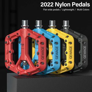 Bike Pedals Nylon Platform Pedals Lightweight Flat Bicycle Pedals For BMX MTB Downhill Mountain Biking Anti-slip Bike Pedals Sealed Bearings 0208