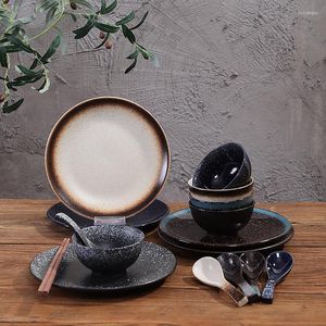Plates Japanese-style Ceramic Bowls And Set For Single Eating Tableware Household Restaurant One-person