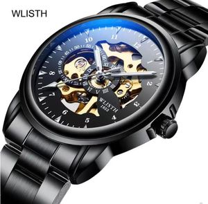 Мода Wlisth Mens Watch Top Brand Automatic Mechanical Watchs Men Full Steel Business Водонепроницаемый спорт