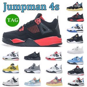 J4 Jorden 4 ni￱os zapatos de baloncesto 4s Sneaker negros para ni￱os Entrenadores militares Dise￱ador de ni￱os Caso de tenis Rojo Red Thunder Girls Pour Youth Youth Ladants Tama￱o 26-35