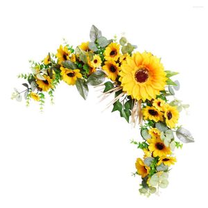 Dekorativa blommor 1 PC Artificial Sunflower Garland ytterdörr Bröllopsstol Flower Decor Artifical Wreath Lintel