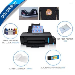 Skrivare Colorsun L1800 DTF Printer A3 Direct Transfer Film T Shirt Kit för alla Fabric Line22