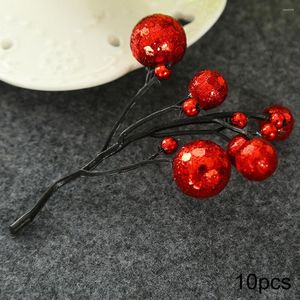 Juldekorationer 10st skum klibbig pulverfrukt skär simulering blommatillbehör konstgjorda diy hemfest