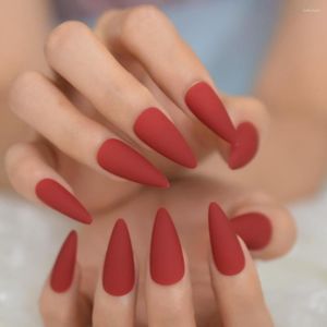 Falska naglar iMABC 24st Stiletto Red/Bule/Dark Red FullCover Medium Tip Gels Nail Pure Color Wholesale