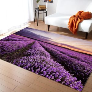 Carpets Lavender Sunset Purple Flower Field Printed Floor Mat Door Mats Lounge Rug Kids Carpet Living Room Bedroom Home DecorationCarpets Ca