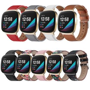 Fitbit Versa 3 Sense Band Genuine Leather Bands 소프트 교체 가죽 스트랩 여자를위한 팔찌