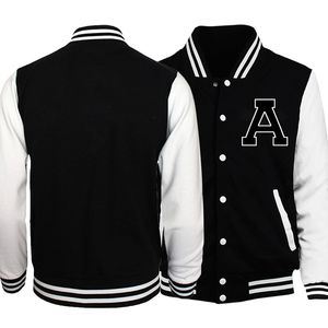 Mens Jaquetas Letra A Jaqueta De Beisebol Casaco Preto Branco Slim Fit Universidade Varsity Casacos Uuniform Motocicleta Bomber Streetwear Fleece 230207