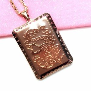 Chains Purple Gold Plated 14K Rose Domineering Geometric Square Fashion Pendant Men's And Women's Retro Chinese Style JewelryChains