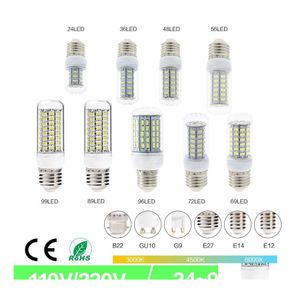 LED ampuller SMD5730 E27 GU10 B22 E14 G9 LAMP 7W 12W 15W 18W 220V 110V 360 AÇI BB Mısır Işık Damlası Teslim Işıkları Aydınlatma BBS DH5IT