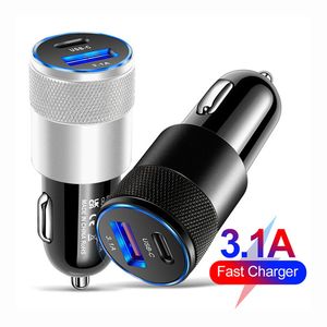 Nuovo adattatore USB-C a ricarica rapida per caricabatteria da auto tipo C PD caldo 3.1A per telefono cellulare QC 3.0