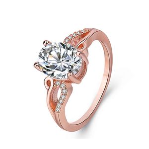 Bandringe Bling CZ für Frauen Roségold Farbe Verlobung Anel feminin Geschenke ihr süßer Zuckerwürfel-Form-Ring-Tropfen-Lieferungs-Schmuck Dhdev