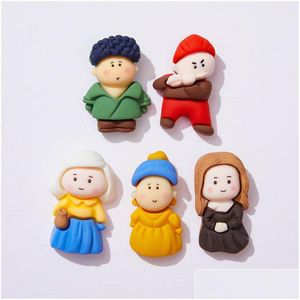 Diğer 20pcs Kawaii Karikatür Kız Erkek Reçine Bileşenleri Cabochon Flatback Scrapbooking Craft DIY Saç Aksesuarları Telefon Vaka Dekorasyon Dhtmo