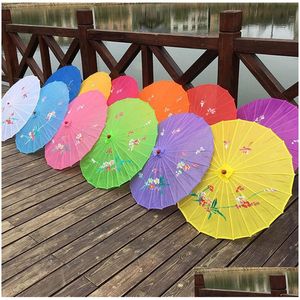 Paraplyer Adts Size Japanese Chinese Oriental Parasol Handmased Fabric Paraply For Wedding Party Phorography Decoration Sea Ship Drop 0516