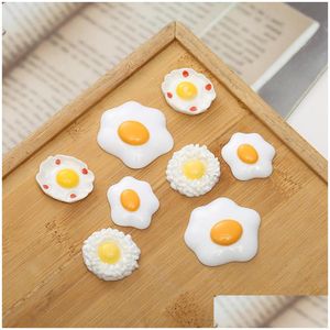 Other 30Pcs/Lot White Egg Resin Components Fried Flatback Cabochons Food Diy Scrapbooking Dollhouse Miniature Drop Delivery 202 Dhgvc