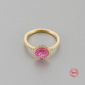 Cluster Rings Fashion Charm Pure 925 Silver Original 1:1 Copy Cute Pink Fantasy Ring Female Luxury Jewelry Gifts