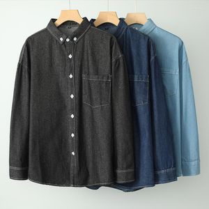 Men's Casual Shirts Fashion Simple Men's Denim Shirt Spring Solid Colour Comfort Cotton Long Sleeves Brand Male Cargo Jeans Top