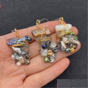 Charms Irregar Crystal Sprout Pendant 2050Mm Inlaid Pearl Hand Winding Charm Jewelry Men And Women Diy Necklace Earring Drop Dh1Hx