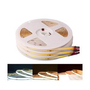 Светодиодные полоски Cob Strip Light DC 12 В 24 В 8 мм 252 SMD Высокая плотность гибкая лента Dimmable FOB Линейная лента полоска 3000K 4000K 6000K Drop de Dhlor