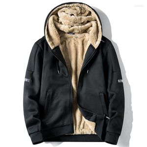 Herrtröjor est män tjock fleece hoodie vinter outwear ull liner hoody varm manlig sportkläder tröjor män