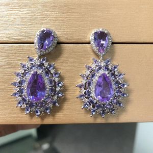 Dangle Earrings Bilincolor Cubic Zirconia Small Cute Purple Earring For Women