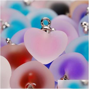 Charms 10Pcs/Lot Resin Frosted Mticolor Heart For Handmade Bracelet Earrings Necklace Pendant Diy Jewelry Making Suppliescha Dhfqw