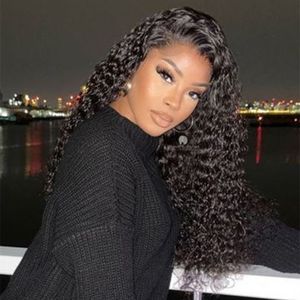 Deep Wave Curly Human Hair Wigs 360 Peruca frontal de renda cheia pr￩ -arrancada 13x4 Lace HD transparente com cabelos de beb￪ molhado e cabelo ondulado de 150%de densidade