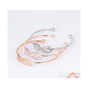 Bangle 8 Crystal Armband Charm Charm Infinity Love Siver Plated Female Armets Bangles Drop Delivery Jewelry Dhbgy