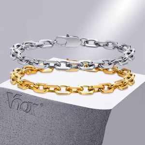 Länkkedja VNOX Ny stil 6.5mm Belcher Chain Armband för män Rostfritt stål Square Geometric Links Wristband Gift Pulseira Masculina G230208