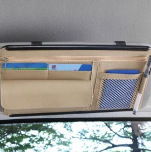 Araba organizatör güneş vizörü cep deri güneş enerjisi klips depolama çantaları kart camlı kalem nakit tutucu stowing tidying aksesuarları2490881