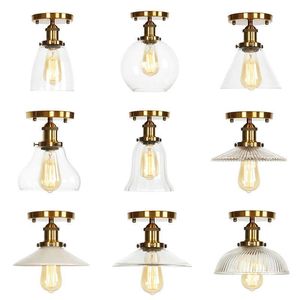 Loft Industrial Decor Lights Room Warroom Vidro Dourado Vidro Vintage Lâmpada de teto Plafonnier LED 0209