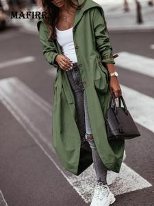 Womens Trench Coats Femme Long Sleeve Solid Wide Waisted Casual Women Streetwear Pockets Outerwear Single Breasted Turn Down Collar Jackets 230209