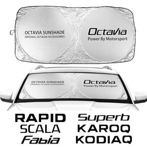 Car Windshield Sunshade Cover Accessories لـ Skoda Octavia Fabia Rapid Superb Kodiaq Scala Karoq Citigo Kamiq Roomster Enyaq