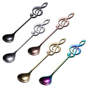 Rostfritt stål Musikanteckningar Sked Musiknotning TEA SPOONS Creative Ice Cream Dessert Cake Scoop Tablewery Coffee Teskoon Cucharas De Te Con Notas Musicales